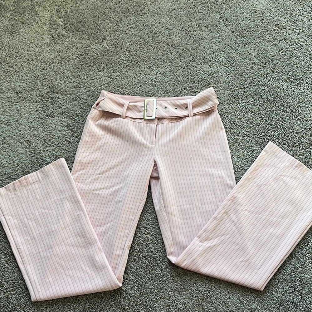 Vintage y2k bratz Barbie pink belted pants flare pants with belt wide leg 90s